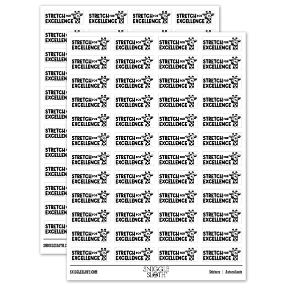 Stretch for Excellence Giraffe Teacher Student School Sticker Set - White - Gloss Finish - 1.25" Mini