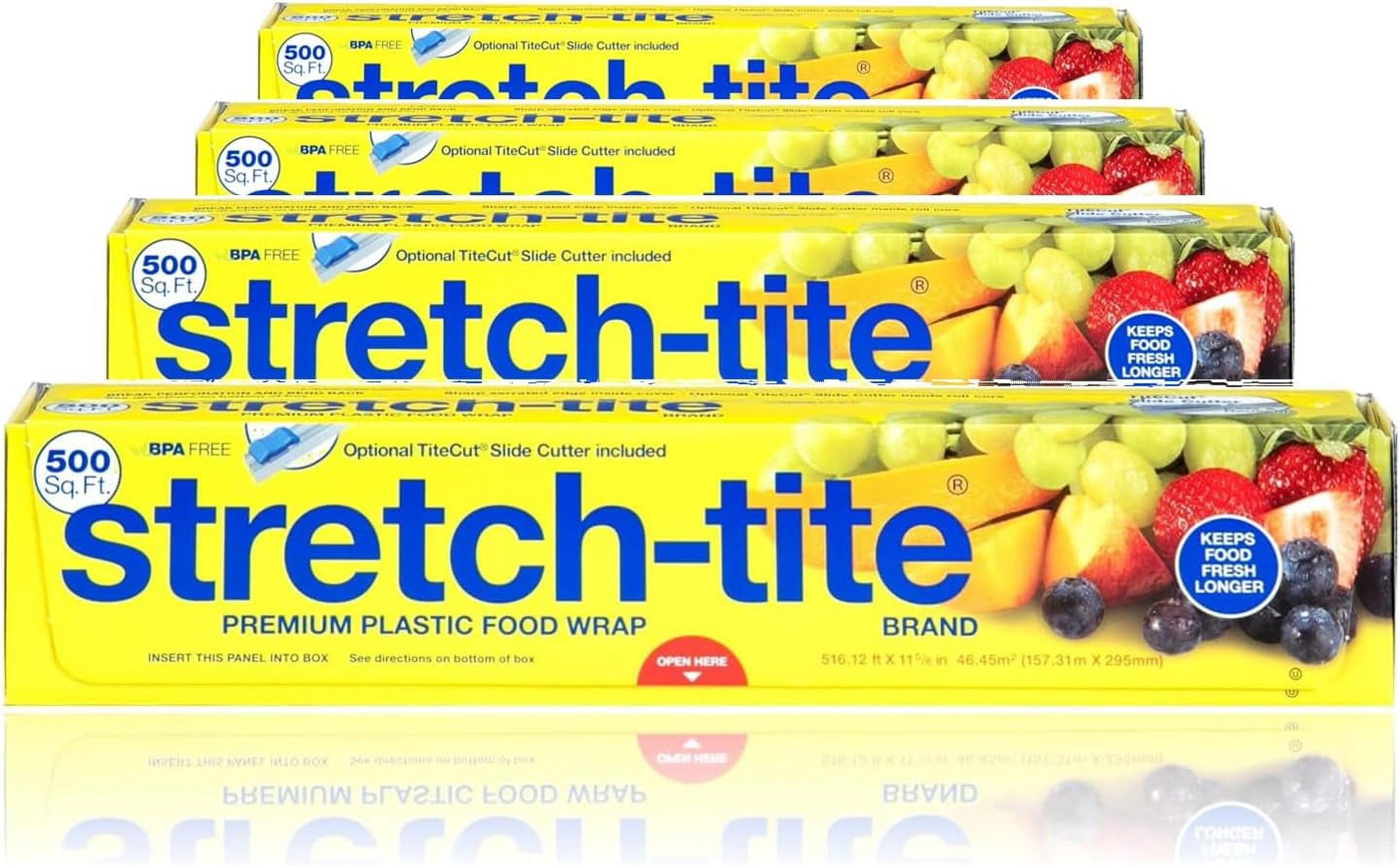 Stretch-tite Plastic Food Wrap, 500 Sq. Ft., 516.12-Ft. x 11.5/8-Inch Rolls (Pack of 4)