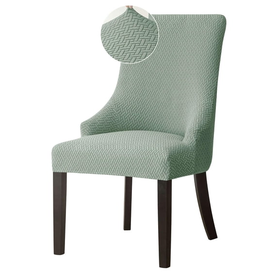 Stretch wingback Side Chair slipcover, Plaid armless wingback Chair Cover Removable Washable Soft Spandex Sloping Armchair Covers with Elastic Bottom for Dining Room-Blue-6 PCS