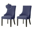 thumbnail image 1 of Stretch wingback Side Chair slipcover, Plaid armless wingback Chair Cover Removable Washable Soft Spandex Sloping Armchair Covers with Elastic Bottom for Dining Room-Blue-6 PCS, 1 of 8