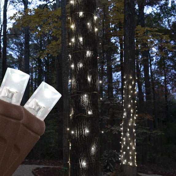 StretchNet Pro Expandable Christmas Net Lights, Tree Wrap Lights - Trunk Wrap Lights, Column Christmas Lights - Column Wrap Lights (50 Lights, 20" x 45" Net, Cool White Trunk Wrap Lights, Brown Wire)
