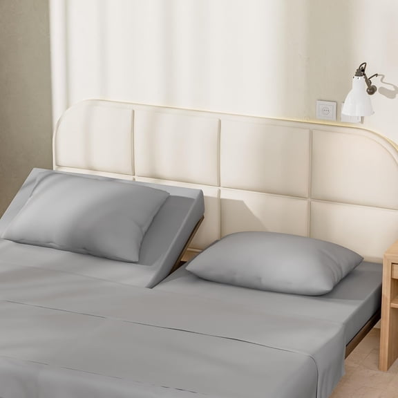 StretchSnug Split Top King Sheets Set for Adjustable Bed - Ultra-Soft, Stretchy & Durable Bed Sheets with Deep Pockets - Perfect for Most Top Split Flex Head King Mattresses, Light Gray
