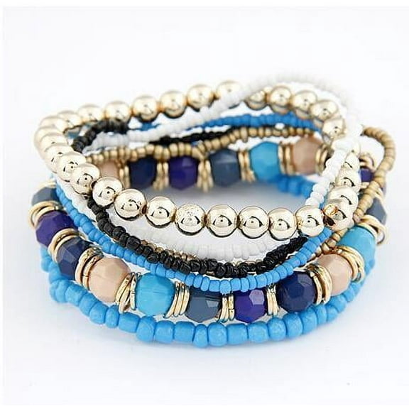Stretchable Beaded Bracelet, 170mm, Acrylic Alloy Material, 26g Weight, Fashion Jewelry for Women
