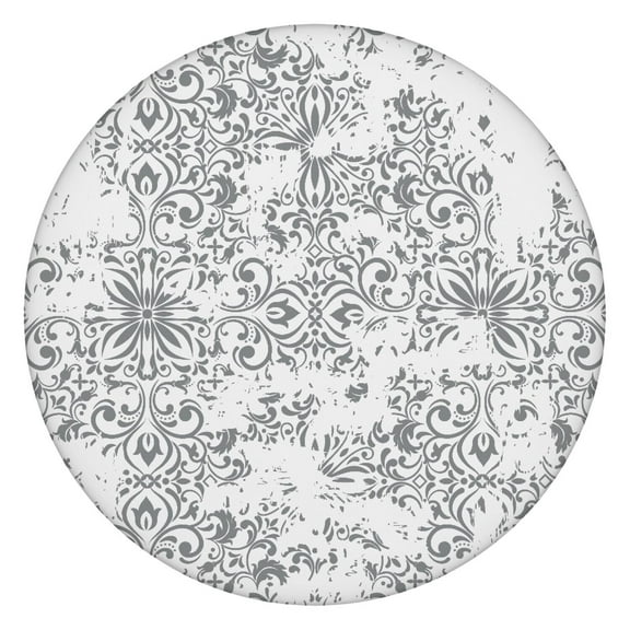 Stretchable Bohemian Floral Table Cover with Elastic Hem - Colorful Round Tablecloth for Indoor Outdoor - Fits 52-56 Inch