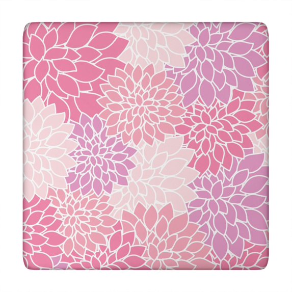 Stretchable Bohemian Print Square Table Cover with Decorative Floral Motifs for 34 Inch Patio Tables