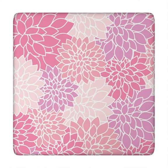 Stretchable Bohemian Print Square Table Cover with Decorative Floral Motifs for 34 Inch Patio Tables