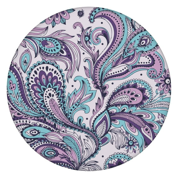 Stretchable Bohemian Tablecloth with Vibrant Floral Design, Elastic Hem for Round Tables 52-56 Inches, Durable Fabric