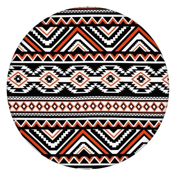 Stretchable Boho Floral Round Tablecloth - Elastic Border Fits 52 to 56 Inch Tables - Vibrant Dining Room Table Cover
