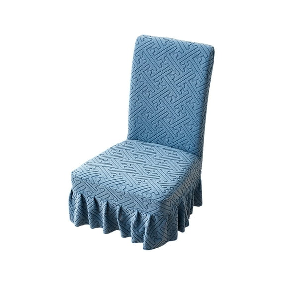 Blue Stretch Chair Cover Removable Washable - Polyester Anti-Slip Jacquard Velvet Chair Slipcover, 19.6x22.4in for Home Kitchen Banquet Hotel