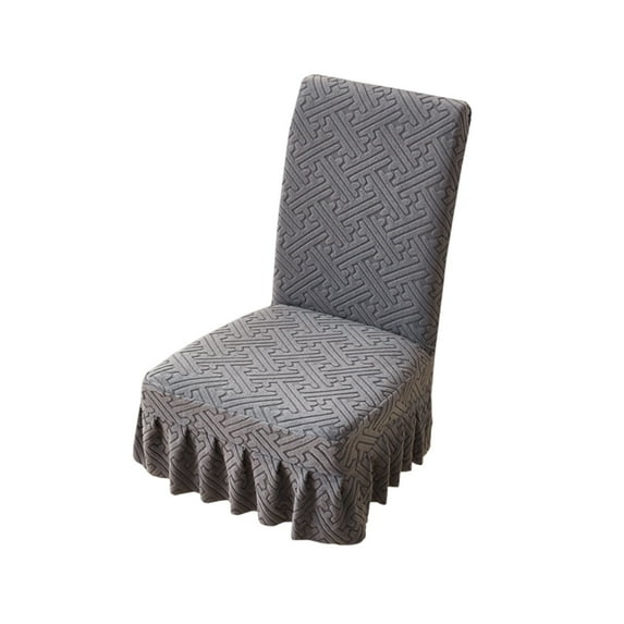 Gray Stretch Chair Cover Removable Washable - Polyester Anti-Slip Jacquard Velvet Chair Slipcover, 19.6x22.4in for Home Kitchen Banquet Hotel