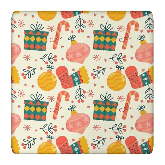 Stretchable Christmas Tablecloth 36x36 Inch Square, Machine Washable Spandex Fabric for Holiday Dining, Wrinkle-Resistant Party Table Cover with Non-Slip Protection