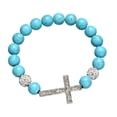 thumbnail image 1 of Stretchable Elastic Turquoise Stone Crucifix 10mm Beads Hand Chain Spiritual Jewelry For Daily Outfits, 1 of 8
