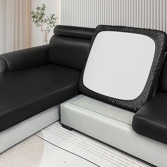 Stretchable Faux Leather Sofa Cushion Covers, Sofa Furniture Protector Slip Cover, Waterproof Slipcovers for Chairs and Furniture, 25*25 Inch Width, for Living Room and Patio