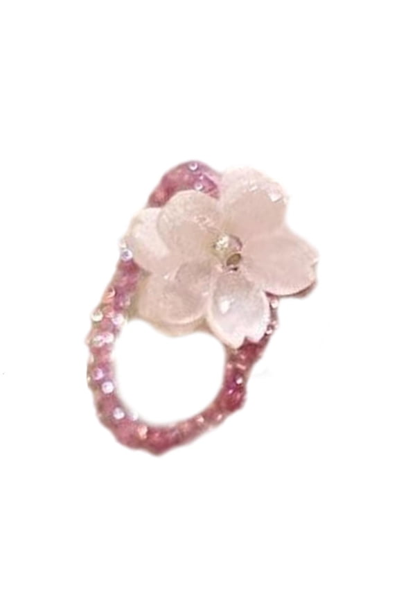 Stretchable Floral Acrylic Ring Unique Handmade Elastic Beaded Finger Jewelry