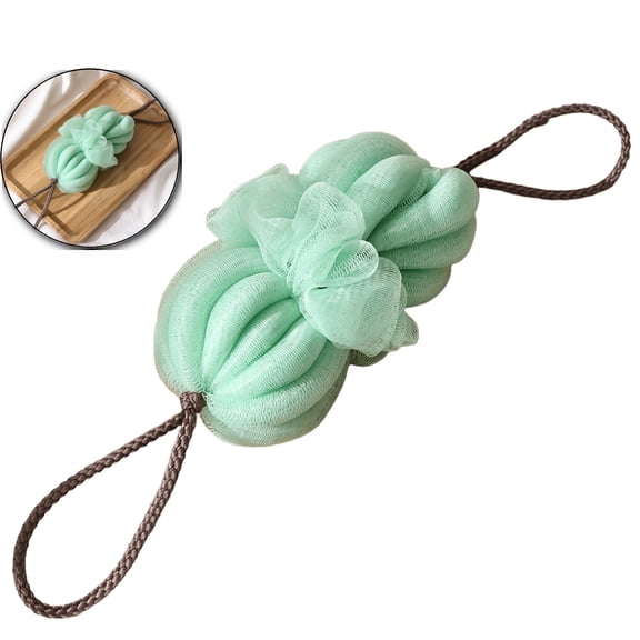 Stretchable Plastic Bath Back Scrubber, Double Layer Mesh Foam Puff, Hanging Shower Exfoliating Strip for Home Spa Use