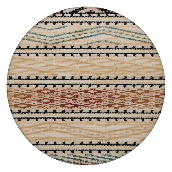 Stretchable Round Table Cover with Bohemian Floral Design - Colorful Elastic Edge Tablecloth - Fits 52-56 Inch
