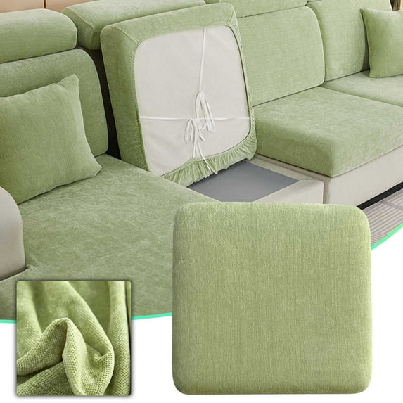 Stretchable Sofa Seat Slipcover, High Elasticity Non-Slip Cushion Cover Protector, Washable Furniture Cover for Home Living Room(Green-L-D)