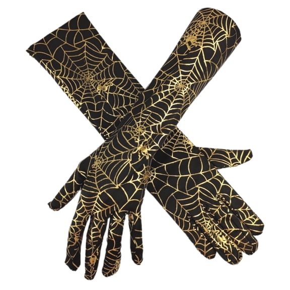 Stretchable Spiderweb Pattern Gloves Soft Breathable Arm Gloves For Halloween Costume Accessories Cosplay Handwear