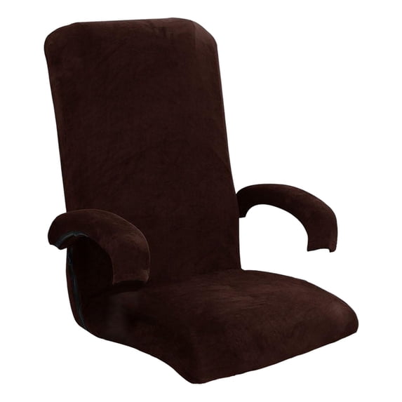 Stretchable Swivel Computer Chair Cover with Armrest Covers Chair dark brown