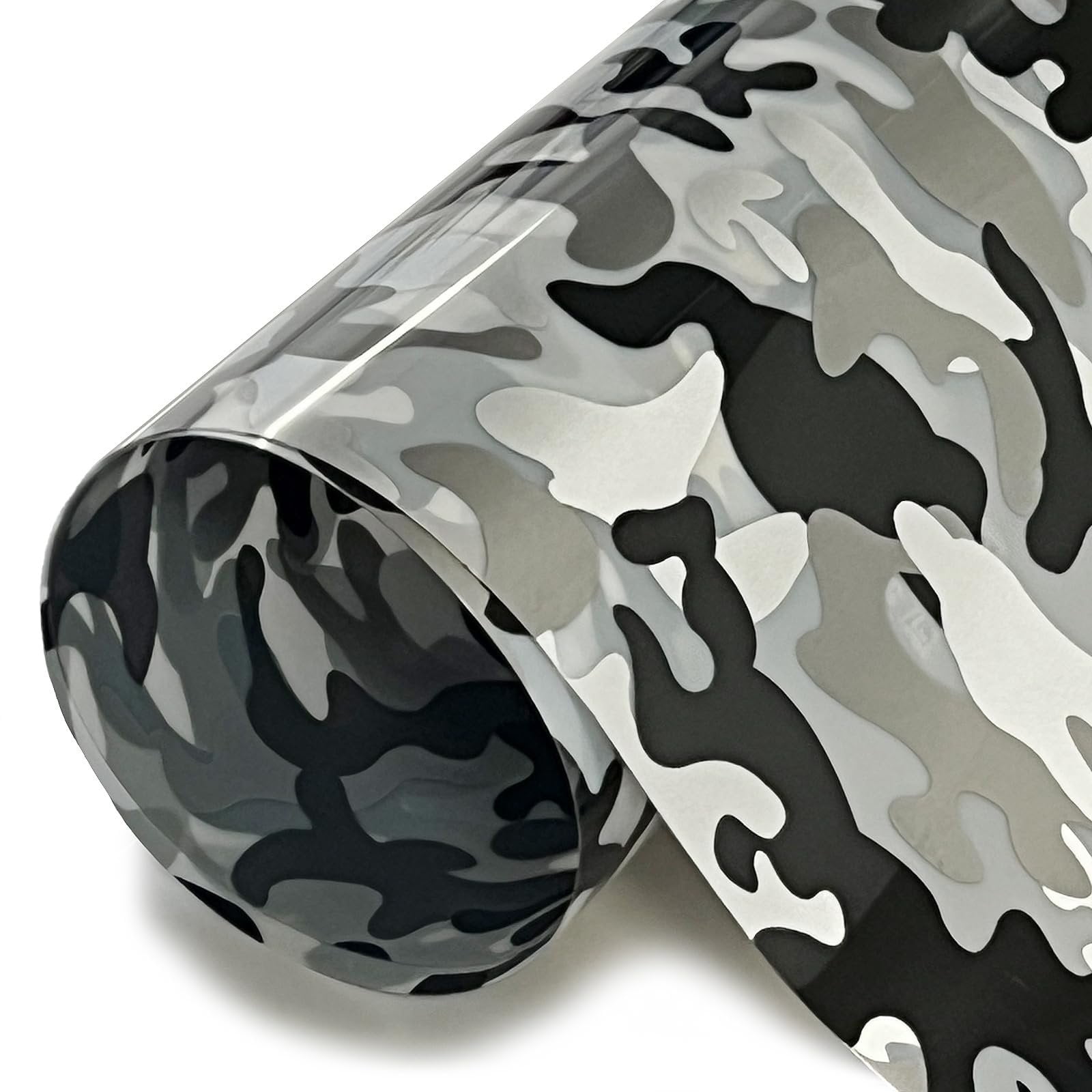 Stretchable WeedFoil Iron On Heat Transfer Vinyl 20" Black and White Camo, 25 Yards