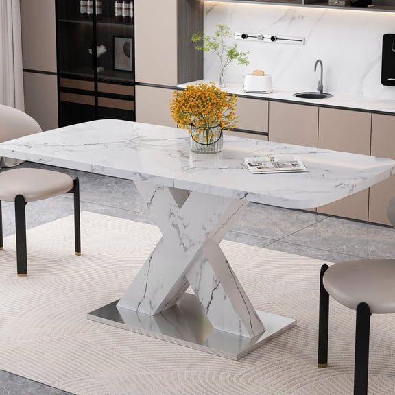 Stretchable White Dining Table / In Family Gatherings / Reasonable Load Capacity