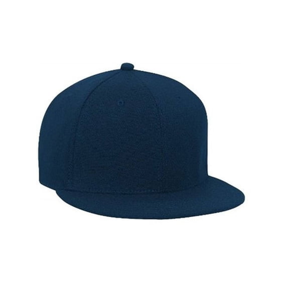 Stretchable Wool Blend Flat Visor Pro Style Cap, Navy Small/Medium