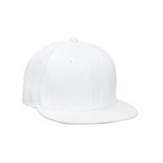 Stretchable Wool Blend Flat Visor Pro Style Cap, White Small/Medium