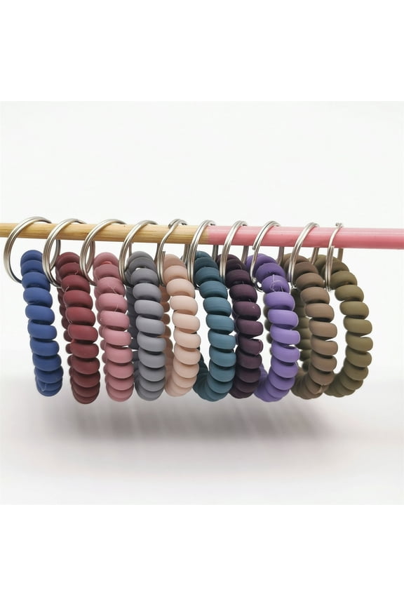 Stretchable Wristband Keychain,Retractable Wrist Key Chain,Elastic Hair Ties,Spring Flexible Wrist Coil,Key Holder Ring for Sports Outdoor Gym Pool,10 Pcs,Multi-color