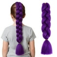 thumbnail image 1 of Stretched Braiding Hair, 24 inch Long Hair Extensions for Braids, Synthetic Braiding Hair, Professional Synthetic Fiber Crochet Twist Braids, Purple, 1 of 6
