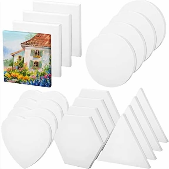 Stretched Canvas for Painting Cotton Blank Canvas White Artist Square Circle Hexagon Gallery Wrapped Framed Boards Panels for Oil Acrylic & Pouring Art, 5 Shapes$$Art & Craft