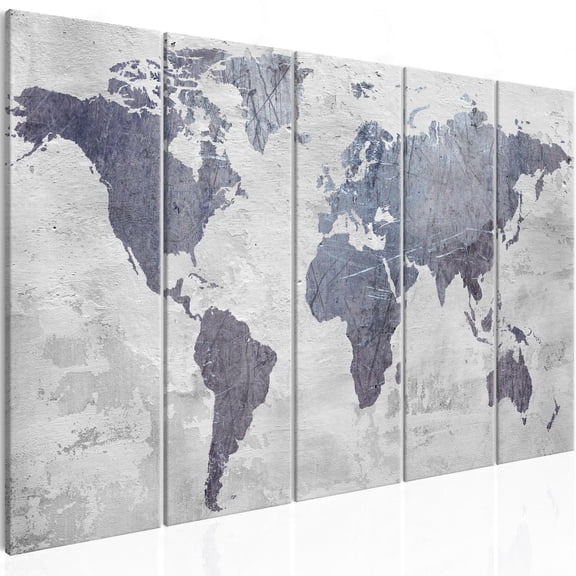 Stretched Canvas World Map Art - Concrete World Map Narrow