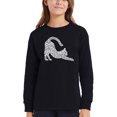 thumbnail image 1 of Stretching Cat - Girl's Word Art Long Sleeve T-Shirt, 1 of 2