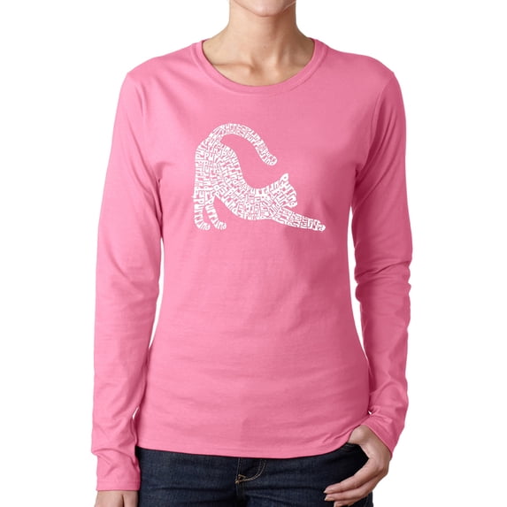 Stretching Cat - Women's Word Art Long Sleeve T-Shirt