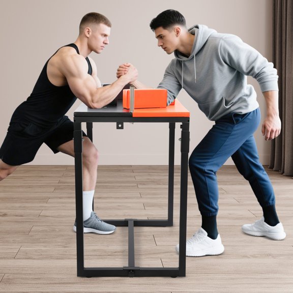 Stretching Equipment, Foldable Arm Wrestling Table, Black+Orange, Heavy Duty Wrist Training Table for Home Gym, Fitness, Strength Exercise