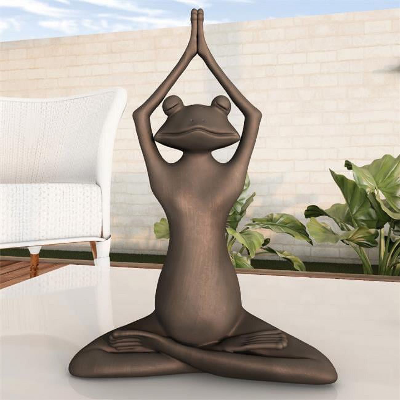 Bronze Resin Yoga Frog Statue for Outdoor Decor