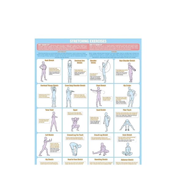 Stretching Guide Exercise Chart Poster Home Gym Fitness Wall Decor