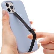تمتد حزام الهاتف سيليكون كما حامل قبضة الهاتف الخليوي، حامل الهاتف الخليوي ضئيلة قابلة لإعادة الاستخدام لليد مع كليب لحالة غالاكسي & فون. مشبك حزام الإصبع أسود