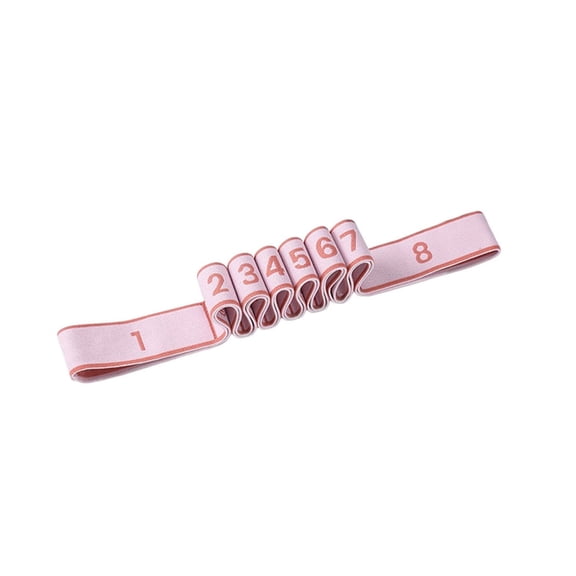 Stretching Strap Fitness, Yoga and Pilates 8 Segmented Stretch Resistance Band, Home Workout, Exercise, Pilates, Gymnastics Stretch Band, Easy Use Yoga Straps for Stretching, Women & Men, Pink