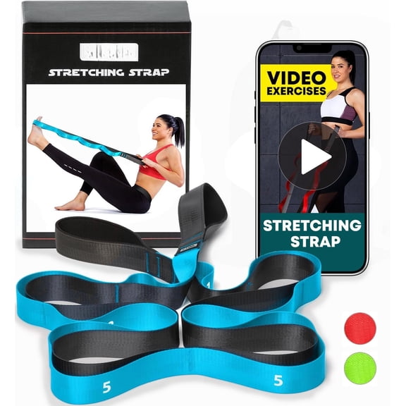 Stretching Strap with Loops - Non Elastic Stretch Band for Physical , Yoga Strap for Stretching Equipment, Stretch Bands for Exercise and Flexibility - Fascia, & Stretcher Belt