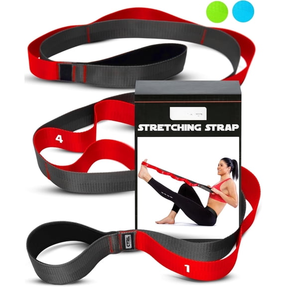 Stretching Strap with Loops - Non Elastic Stretch Band for Physical , Yoga Strap for Stretching Equipment, Stretch Bands for Exercise and Flexibility - Fascia,  &  Stretcher Belt