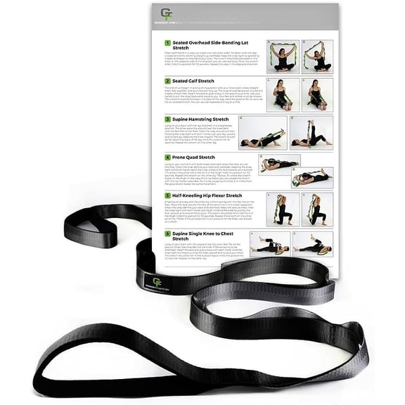 Stretching Strap for Physical , 12 Multi-Loop Stretch Strap 1" W x 8' L, Neoprene Handles, Physical Equipment, Yoga Straps for Stretching, Stretcher.