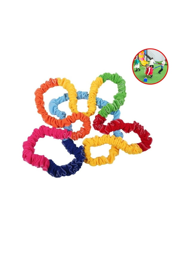 Stretchy Band for Kids - 16.4ft Elastic Cooperative Loop, Team Building & Sensory Exercise Game for Kindergarten, Preschool Group Activities (Random Colors, Skin-Friendly)