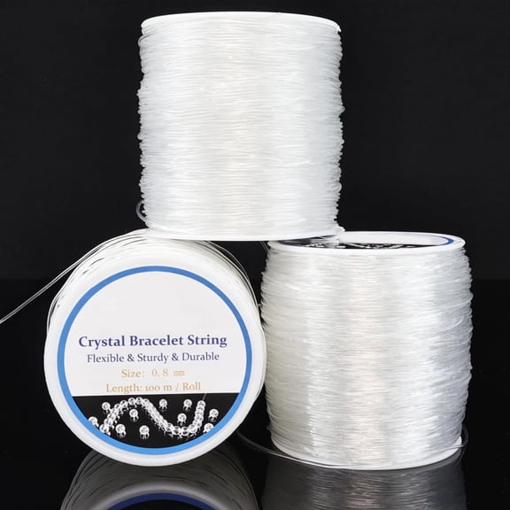 Stretchy Bracelet String 0.8mm Clear, 3 Rolls 300m Elastic Bead Cord, Durable Crystal String for Bracelets, Necklaces, Beading, Jewelry Making, Kandi, Friendship Bracelets