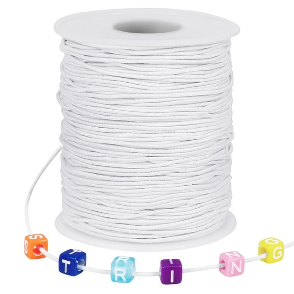 Stretchy Bracelet String 1mm Diameter, 328ft Elastic Beading Cord for Jewelry Making, Necklaces Crafts with Pony Beads, White