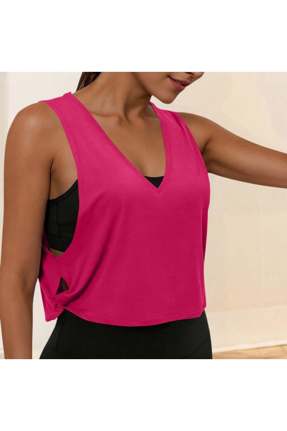 Stretchy Breathable Sleeveless Camisoles for Ladies Removable Pads Adjustable Thin Straps Light Shirts for Workout Shopping Trip Home Shelf Bra Tank Tops (Hot Pink,L)