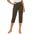 thumbnail image 1 of Stretchy Capri for Women with Pockets - Pull on Elastic Waist Slim Straight Leg Cropped Pants for Workout Yoga Capris Pants, Green-a, XXL, 1 of 8
