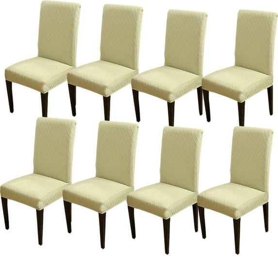 Stretchy Chair Cover,Set of 4/6 Chair Slipcover for Dining Room Furniture Protector Washable Non-slip Jacquard Solid Color Chair Protector for Hotel Kitchen Banquet-8-light green