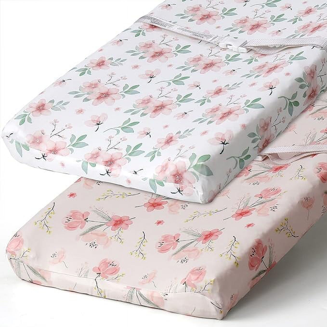 Stretchy Changing Pad Covers BROLEX Carddle Sheet Set for Baby Boys Girls 2 Pack Jersey Knit Pink Blossom