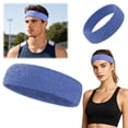 thumbnail image 1 of Stretchy Cotton Terry Sweat Wicking Sports Headbands Non Wide Knit Workout Hair Bands Moisture Absorbing Athletic Head Wraps for Running Cycling Yoga Gym Outdoor Exercise, 1 of 8