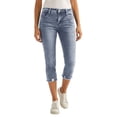 thumbnail image 1 of Stretchy Denim Capris Pants for Women Straight Leg Distressed Boyfriend Jeans Ripped Hem Slim Fit Cropped Pant, 1 of 9